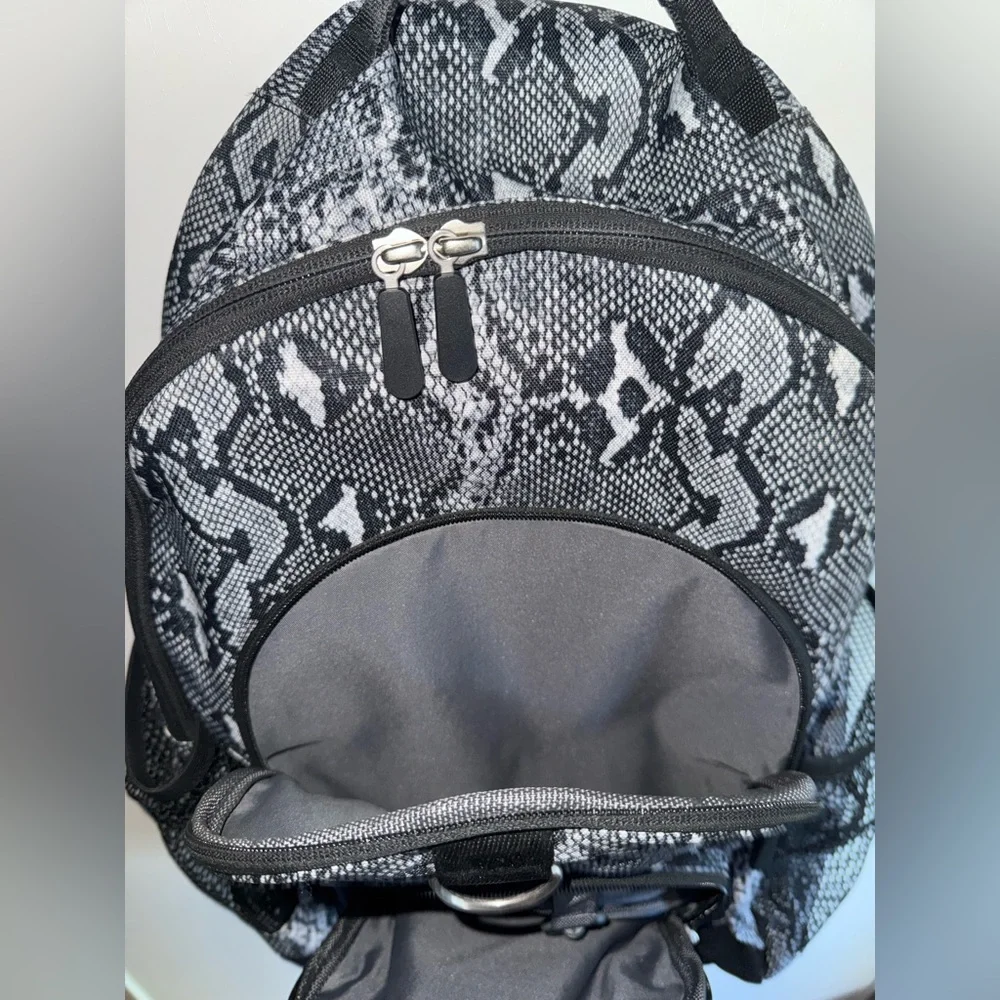 Pottery Barn Teen Black and White Snake Skin Print Multi Pocket Large Backpack